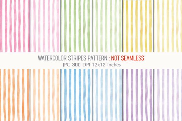Download Watercolor Stripes Pattern Digital Paper - Color Collection