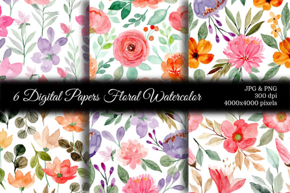 Download Seamless Pattern Floral Watercolor 68 - Color Collection