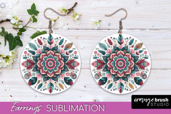 Download Boho Mandala Round Earrings Sublimation - Sublimation Collection