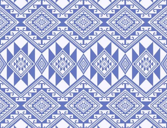 Download Aztec Geometric Blue-White Color Pattern - Color Collection