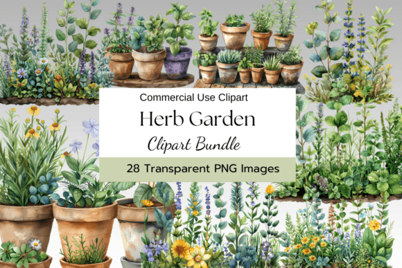 Download Herb Garden Watercolor Clipart - Color Collection