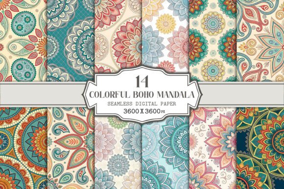 Download Colorful Boho Mandala Seamless Pattern - Color Collection
