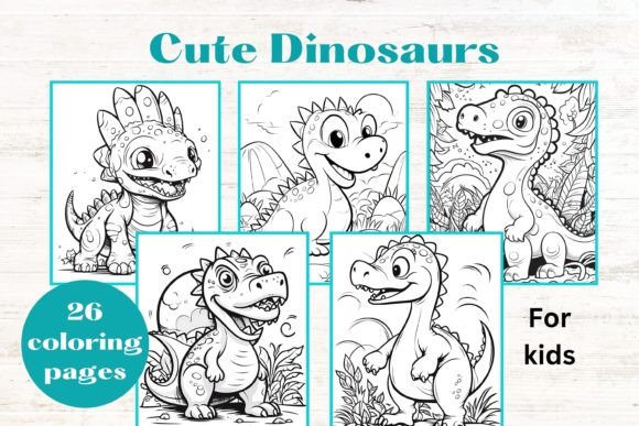 Download CUTE DINOSAURS Kids Coloring Book Pages - Color Collection