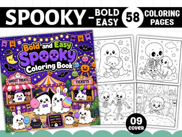 Download Bold and Easy Spooky Coloring Book Pages - Color Collection