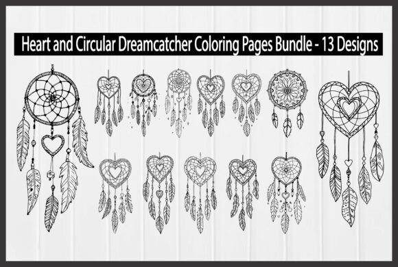 Download Heart and Circular Dreamcatcher Coloring - Color Collection