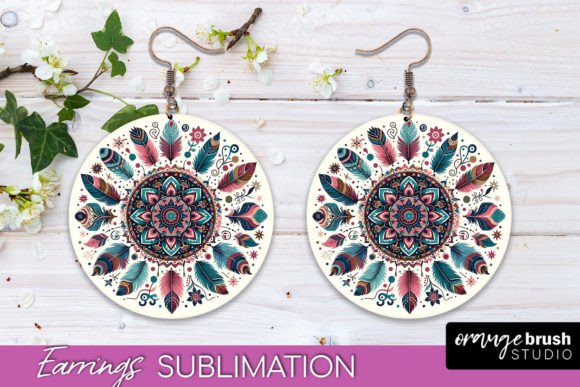 Download Boho Mandala Round Earrings Sublimation - Sublimation Collection