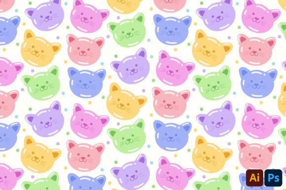 Download Hand-drawn Flat Cat Pastel Color Pattern - Color Collection