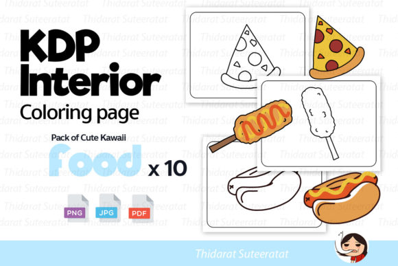 Download KDP Coloring Page : Cute Kawaii Foodx10 - Color Collection
