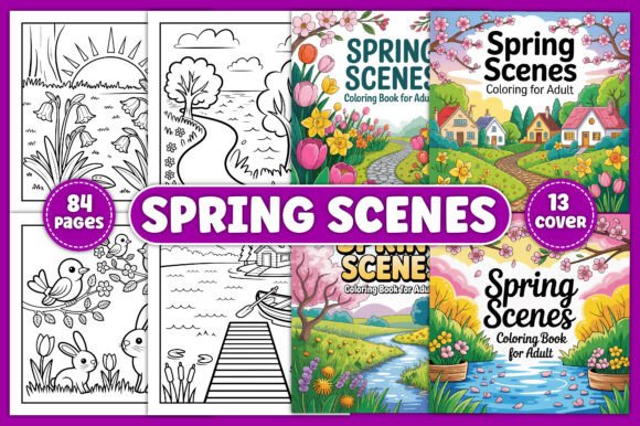 Download Spring Scenes Coloring Page for Adult - Color Collection